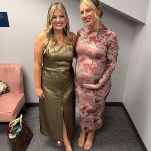 Mauve Floral Printed Mesh Overlay Maternity Maxi Dress